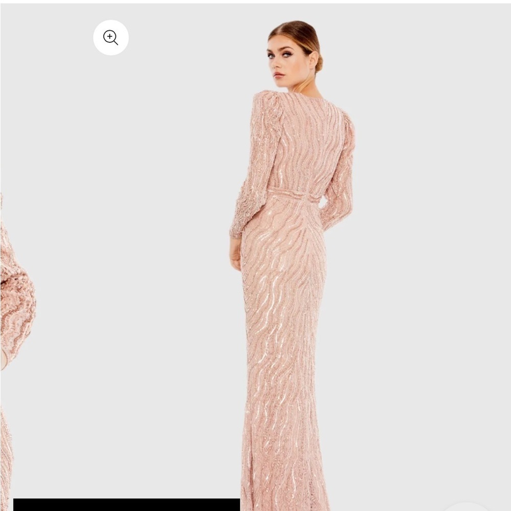 MAC DUGGAL Pink Beaded Puff Sleeve Trumpet Evening Gown Size 4 - Picture 3 of 12